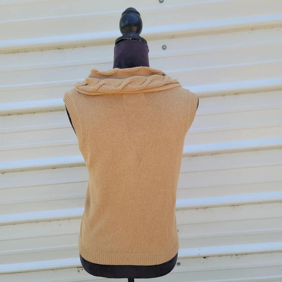 Chadwicks Cardigan Womens Beige Tan Single Button Sleeveless Knit Cover Top Sz M - Picture 10 of 11